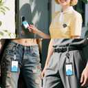 ID Badge Holder with Lanyard, Lanyards for Id Badges Reel Retractable Heavy Duty Removable Name Tag Holder, American Flag Lanyard for ID, Nurse Teacher Office Gifts