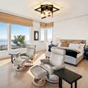 Semi Flush Mount Ceiling Light Fixture, 4 Light Industrial Ceiling Light Fixtures Ceiling Mount Black Farmhouse for Kitchen Lighting Fixtures Ceiling, Bathroom Ceiling Light, Bedroom, Hallway(2 Pack)