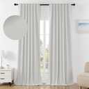 Joydeco Linen Blackout Curtains for Bedroom 96 Inches Long Back Tab/Rod Pocket Heavy Duty Living Room Drapes Thermal Insulated Noise Reduce Cancelling Curtains 2 Panels W52 x L96 Inch Pure White