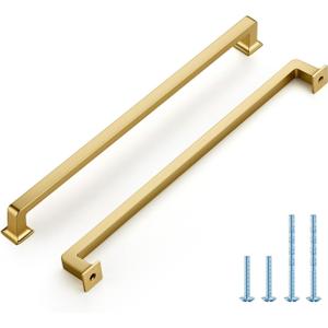 20 Pack 10 Inch Brushed Brass Cabinet Handles Solid Zinc Alloy Pulls for Kitchen Cupboard & Drawer Hardware