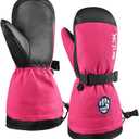 MCTi Kids Mittens Waterproof Winter Ski Warm Sherpa Fleece Lined Removable Insert (X-Small(Fits 8-11 years), Red)