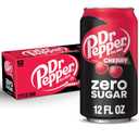 Dr Pepper Cherry Zero Sugar Soda, 12 fl oz cans, 12 pack (EXP 10/15/26)