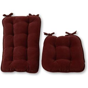Greendale Home Fashions Large Reversible Corduroy 2-Piece Rocking Chair Cushion Set, Sangria 2 Count