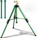 Impact Sprinkler Head on Telescoping Tripod Base with 2 Sprinkler Extensions, Heavy Duty Lawn Sprinklers, 360 Degree Large Area Irrigation, Solid Metal Extension Legs & Bottom Spikes