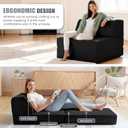 Folding Sofa Bed with Pillow, Memory Foam Fold Out Chair Bed, Convertible Sleeper Chair with Washable Cover, Futon Floor Couch for Living Room/Dorm/Guest Use/Home Office/Apartment, Black