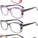 2 x IVNUOYI 4 Pack Reading Glasses Blue Light Blocking Readers for Women,Fashion Pattern Print Eyeglasses with Spring Hinge