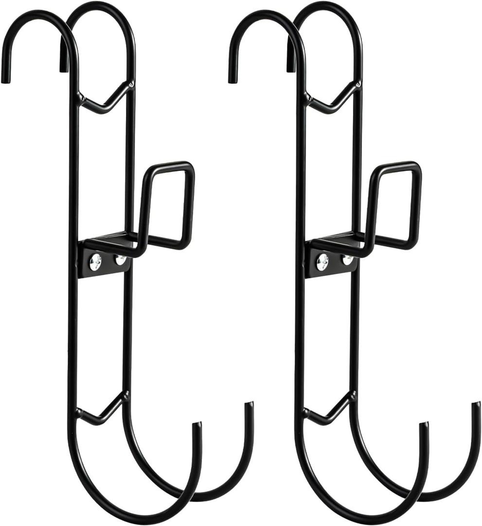 2Pcs Pool Fence Hooks, Heavy Duty Pool Pole Hangers with Detachable Poolside Double Hook Design for Home Garden Leaf Skimmer Net Holder Swimming Pool Accessories Storage