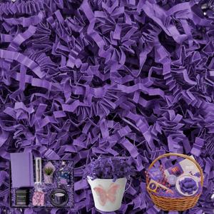 Tisspoms Deep Purple Crinkle Cut Paper Shred Filler, 2 LB Basket Filler Shredded Paper, Confetti Stuffing for Basket Filling, Halloween, Thanksgiving, Christmas Gift Wrapping, Stuffer Party Supplies