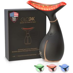 GLO24K Red Light Beauty Device for Face and Neck - Based on Triple Action LED, Thermal, and Vibration Technologies