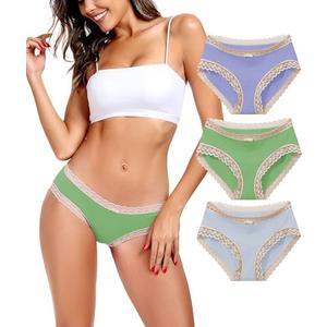 ANLIQI Womens Underwear Lace Trim Hipster Panties Pack Soft Moisture Wicking Cotton Bikini Briefs Cool Undies Underpants XL 3pack
