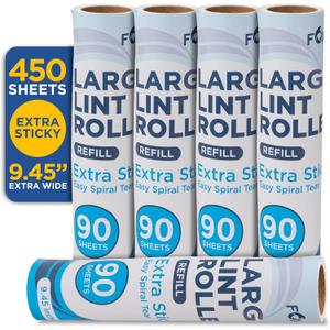 Lint Roller Refills  9.45 Inch Wide  Lint Rollers for Pet Hair Extra Sticky Refills  Ideal for Furniture, Clothes, Bedding - 5 Pack 450 Sheets