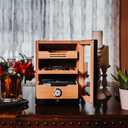 Cigar Humidor, Light Control System with Spanish Cedar Wood Drawer, Hygrometer, 3 Humidifiers and Cigar Accessories Drawer, for Men, Holds 100 Cigars (Black)