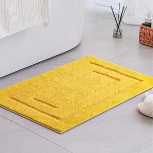 GRANNY SAYS Bathroom Rugs Non Slip Washable, Soft Bath Mats for Bathroom, 16" x 24", Super Absorbent Bath Mat Small Rug, Shaggy Shower Room Floor Mat, Tub, Yellow