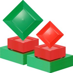 Maxcheck 80 PCS Square Combo Christmas Plates Set Includes 40 PCS Green Dessert Plates, 40 PCS Red Disposable Plastic Plates Dinnerware Heavy Duty Xmas Dessert Plates Bulk for Christmas, 6.5'', 9.5''