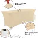 IVAPUPU 2 Pack 6FT Table Cloth for Rectangular Fitted Events Stretch Champagne Table Covers Washable Spandex Tablecloth Protector for Party, Wedding, Cocktail, Banquet, Festival