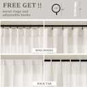 Natural Pinch Pleated Curtains 132 Inch Length for High Ceiling Living Room Extra Wide Linen Drapes with Hooks Rings Back Tab Cream Ivory Semi Sheer Light Filtering Luxury 72 x 132 Inch Curtain