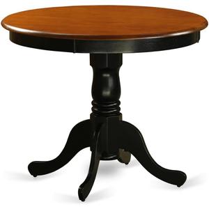 East West Furniture ANT-BLK-TP Antique Kitchen Dining Table - a Round Solid Wood Table Top with Pedestal Base, 36x36 Inch, Black & Cherry