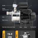 Hanchen 3/4 HP Shallow Well Pump with Pressure Tank, Automatic Booster System, Self-Priming Stainless Steel Jet Pump with Water Flow Switch Water Pressure Switch