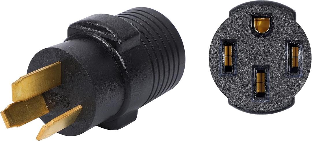 ONETAK NEMA 10-50P to 14-50R 120V/240V Compact 50 Amp 3 Prong Male Plug to 50 Amp 4 Prong Female Receptacle Generator RV Welder Dryer Stove Power Cord Adapter Connector