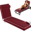 Chaise Lounge Cushions Outdoor 80x26x4 Inch, Patio Lounge Chair Cushions w/High Density Foam, 4 Inch Pool Lounger Cushion w/Removable Cover Handles, Fits Poolside Patio Outdoor Furniture, Red