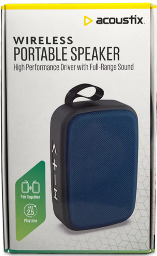 Acoustix Wireless Portable Speaker High Performance Driver With Full Range Sound, Blue