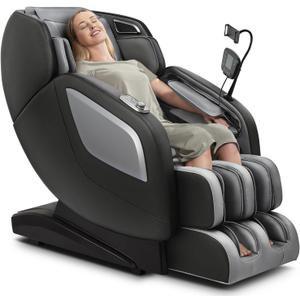 Mazzup Full Body Zero Gravity Shiatsu Massage Chair with Fully Assembled, LCD Screen, Shortcut Keys, USB Charging Port, Heat, for Loved Ones, Parents, Black