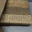 13x13x13 Storage Cube Bins Wicker Storage Basket for Cube Shelf, Natural Foldable Square Baskets for Storage, Large Woven Cube Storage Bin with Handle, Baskets for Pantry, Bedroom Set of 4