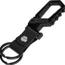 3 x Idakekiy Key Chain, Heavy Duty Belt Loop Key Keeper Key Ring Holder with Bottle Opener Leather Keychain for Men and Women (Black)