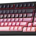 AULA Keyboard, Wireless PC Gaming Keyboards Bluetooth Ergonomic Computer Creamy Keyboard Cute Full Size Backlit Tri-Mode BT/2.4GHz/USB-C - Black & Pink Gradient