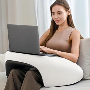Olumoon Reading Pillow, Lap Desk Pillow for Adult, Gaming Pillow Memory Foam for Arm Support, Arm Rest for Working, Crocheting, Playing Game or Siting in Bed, Floor, Sofa (Grey)