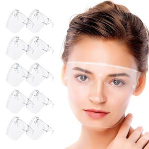 PICcircuit Face Shield Clear Face Shield with Glasses 10 Pack,Plastic Face Mask Face Shields Reusable Protective Guard See Through Goggles for Adults Man and Woman
