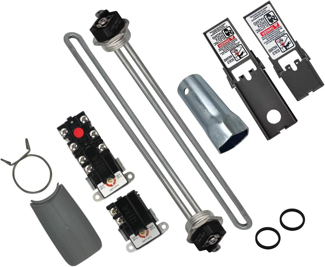 LONG TERM EWH-05 Electric Water Heater Tune-Up Kit, Includes 4500W 240V Water Heater Elements, Upper Thermostat, Lower Thermostat, Protective Covers, Elements Gaskets, Quick Change Tool, Two Wrench