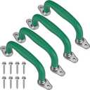 SELEWARE Green Playground Safety Handles, Non-Slip Kids Playground Grab Handles, Durable Indoor Outdoor Playset Hand Grips for Playhouse, Treehouse, Climbing Frame, Jungle Gym, Swing Set, 4 Pack