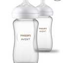Philips Avent Natural Glass Baby Bottles with Natural Response Nipples (Medium Flow, Flow 3), 8oz, 2-Pack, SCY913/02