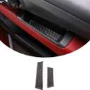 Compatible with Fiat 500 2010-2024 Abarth 595 2014-2024 Soft Carbon Fiber 3D Sticker Car Door Armrest Slot Storage Mat Stickers Interior Car Accessories (Black Carbon Fiber)