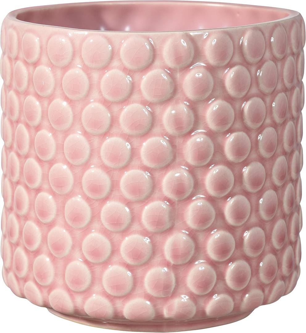 Bloomingville 5 Inch Stoneware Flower Pot with Polka Dots - Rose Planter for Succulents Plants, Colorful, 5"