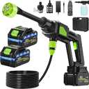 Portable Cordless Washer, 6-in-1 Nozzle & 33FT Hose,Car Washer for Car, Patio, Fence, Garden