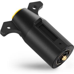 7 Pin Trailer Plug Heavy Duty Waterproof 12V with Metal Spring Plates, 7 Way Trailer Connector Round RV-Style for RV Boat Truck, Trailer Wiring Harness Male End Includes Mounting Bracket