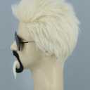 Topcosplay Celebrity Chef Wig and Goatee Men Wigs Blonde Funny Male Hair for Halloween Party Costume