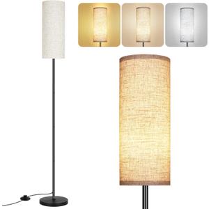 PARTPHONER Floor Lamp for Living Room, Modern Standing Lamps with Lampshade, Minimalist Tall Lamp with Foot Switch for Living Room, Bedroom, Kids Room, Office (Bulb Not Included) (Beige)