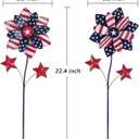 YEAHOME 4th of July Decorations Outdoor, 22.4" Set of 2 Red White Blue Metal Flowers Decorative Garden Stakes for Memorial Day Decorations, Yard Signs Patriotic Decorations for Garden Lawn Porch