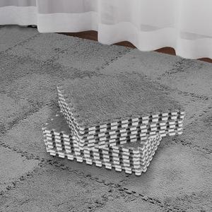 Nuanchu 50 Pcs Plush Foam Interlocking Floor Mat Climbing Area Rugs 11.81 x 11.81 Inch Square Soft Fluffy Tiles with Border Play Mat Flooring Tiles for Home Playroom Decoration (Gray) (Grey)