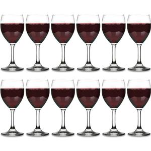 Vikko 8.5 Ounce Glasses, Set of 12 SMALL Glasses, for Red and White With Stem, Clear Glass, Thick and Durable Stemmed Glass