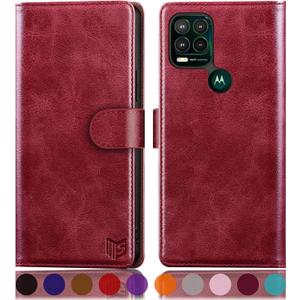SUANPOT [RFID Blocking for Motorola Moto G Stylus 5G(Non 2022) with Wallet case Credit Card Holder,Flip Book PU Leather Shockproof Cover Cellphone Women Men for Moto G Stylus 5G Phone Case(Red)