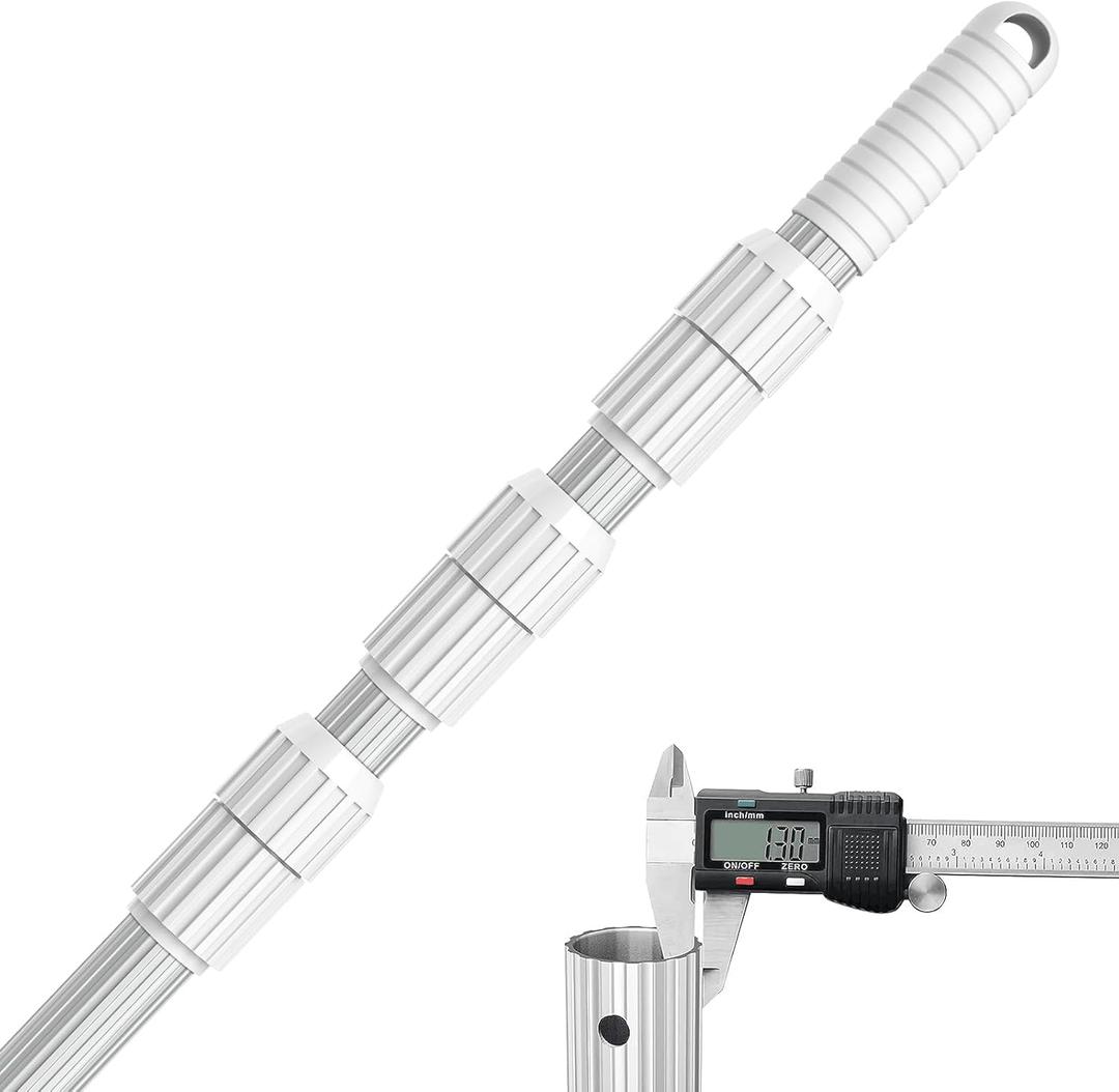 Upgraded Professional 16.5 Feet Swimming Pool Pole Telescopic Aluminum Thicken 1.30mm Adjustable Fits Skimmer Net Rake Vacuum Head Brush Pool Cleaning Equipment Heavy Duty - Universal Fit 1-1/4