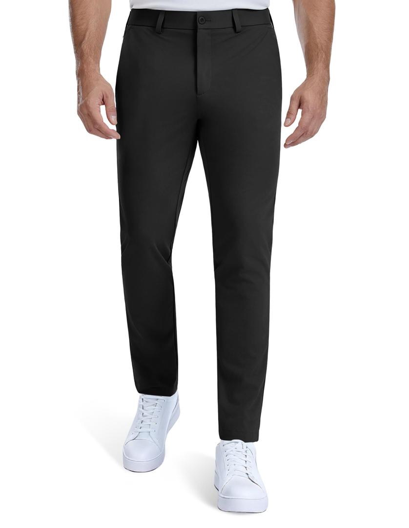 BLUE CHILL Mens Golf Pants Quick Dry with Pockets Black 32W30L