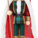 Nutcracker Christmas Decorations, 15 Inch Wooden Soldier Figures Ornament, Christmas Nutcrackers Gift Festive Collectible for Indoor Home Shelves Table Desktop Mantel Fireplace Decor, Green