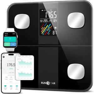 Runstar Smart Scale for Body Weight and Fat Percentage, High Accuracy Digital Bathroom Scale with Large Display for BMI Heart Rate 15 Body Composition Analyzer Sync with Fitness App 400lb