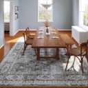 Rugcomf 9x12 Rug Washable Boho Soft Large Area Rug Non-Slip Faux Wool Vintage Rug for Living Room, Farmhouse, Dining Room, Indoor, Kids Playroom (Grey)