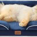 Bedsure Small Orthopedic Dog Bed - Washable Bolster Dog Sofa Beds for Small Dogs, Supportive Foam Pet Couch Bed with Removable Washable Cover, Waterproof Lining and Nonskid Bottom Couch, Navy Blue